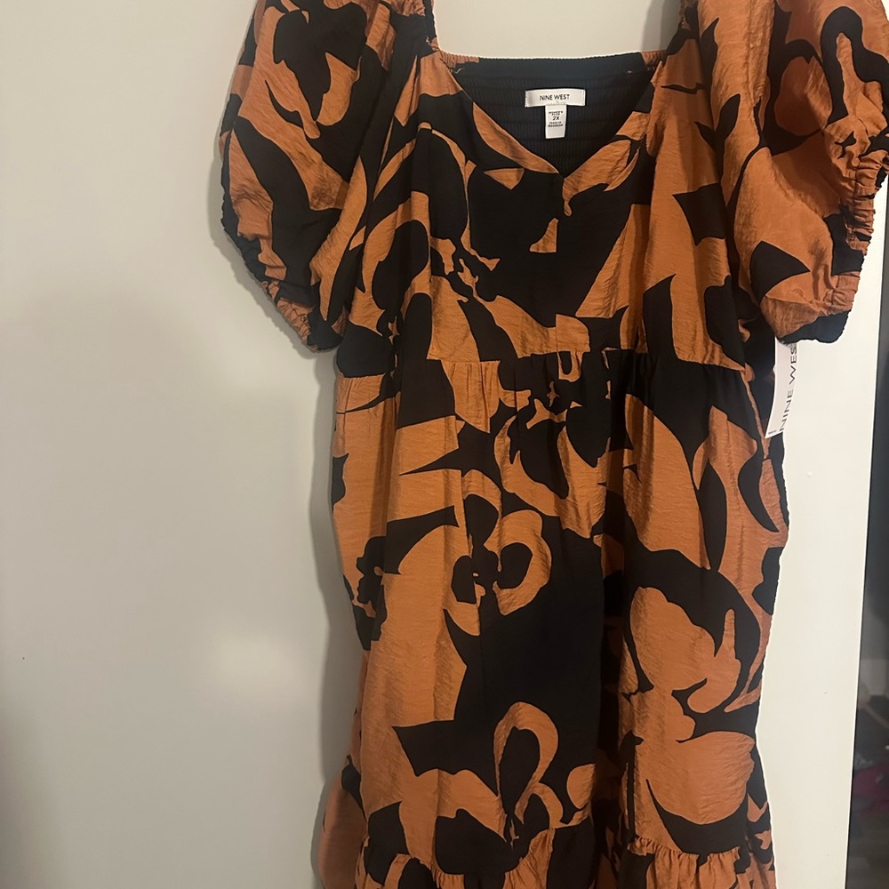 Orange and Black Floral Dress